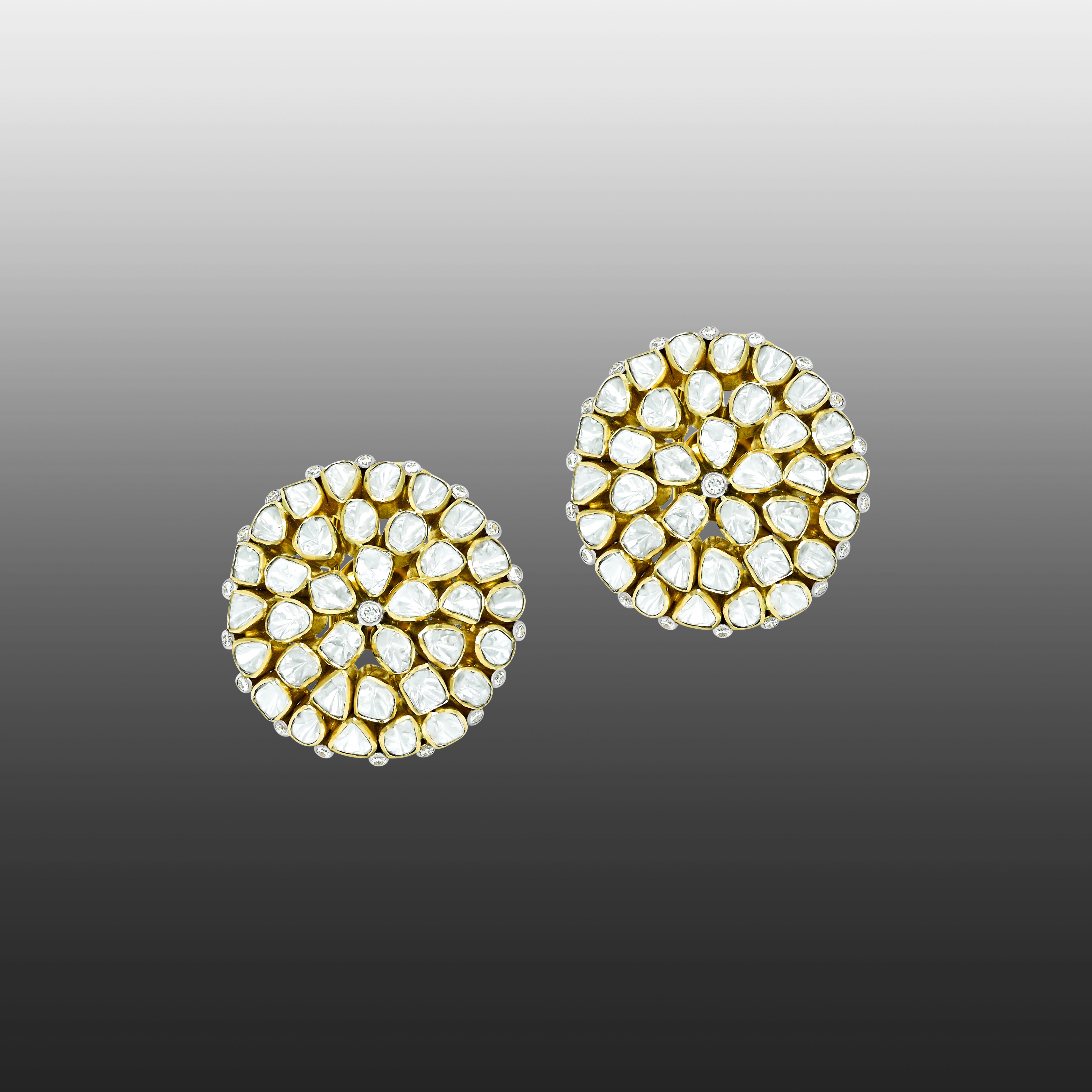 Radial Polki Cluster Studs with Intricate work